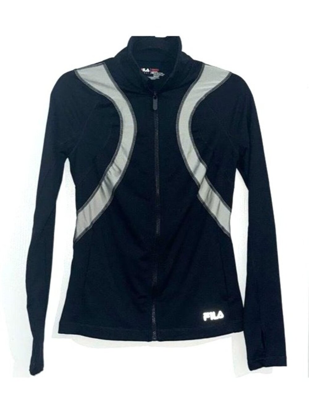 Fila Sport Womens Running Jacket XS Black & Gray Polyester/Nylon